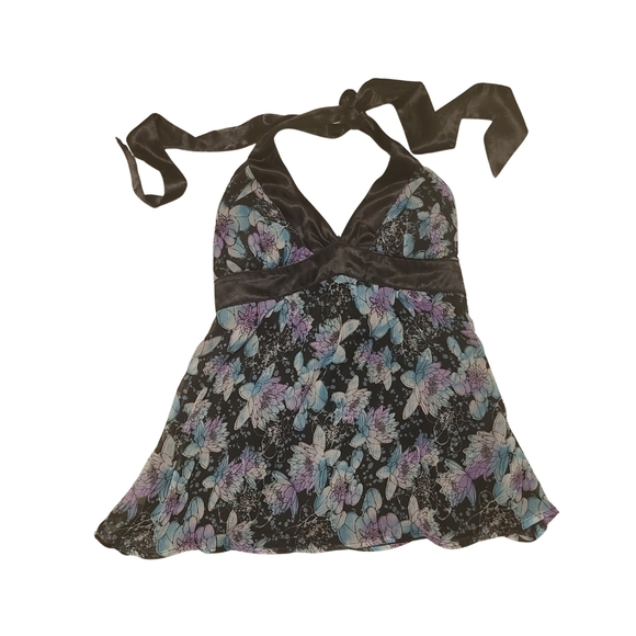 Dkny Tops - DKNY Jeans Blue Floral Womens Tie Up Halter Top